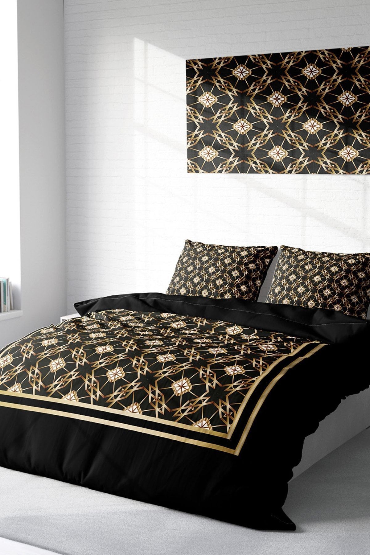 Gold Deco 3d Pamuk Saten Çift Kişilik Nevresim Takımı