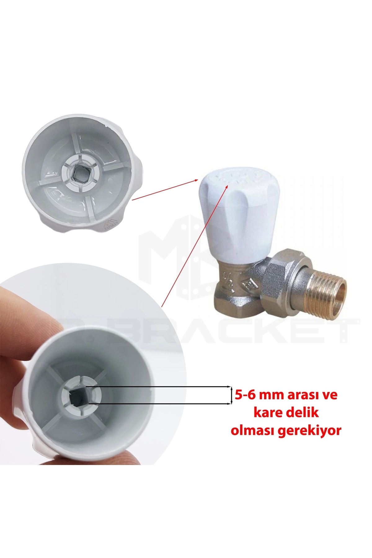 Geçmeli - 5 ad. Radyatör Vanası Başlığı - Geçmeli Petek Vana Kapağı - Vidasız Petek Musluk Kafası