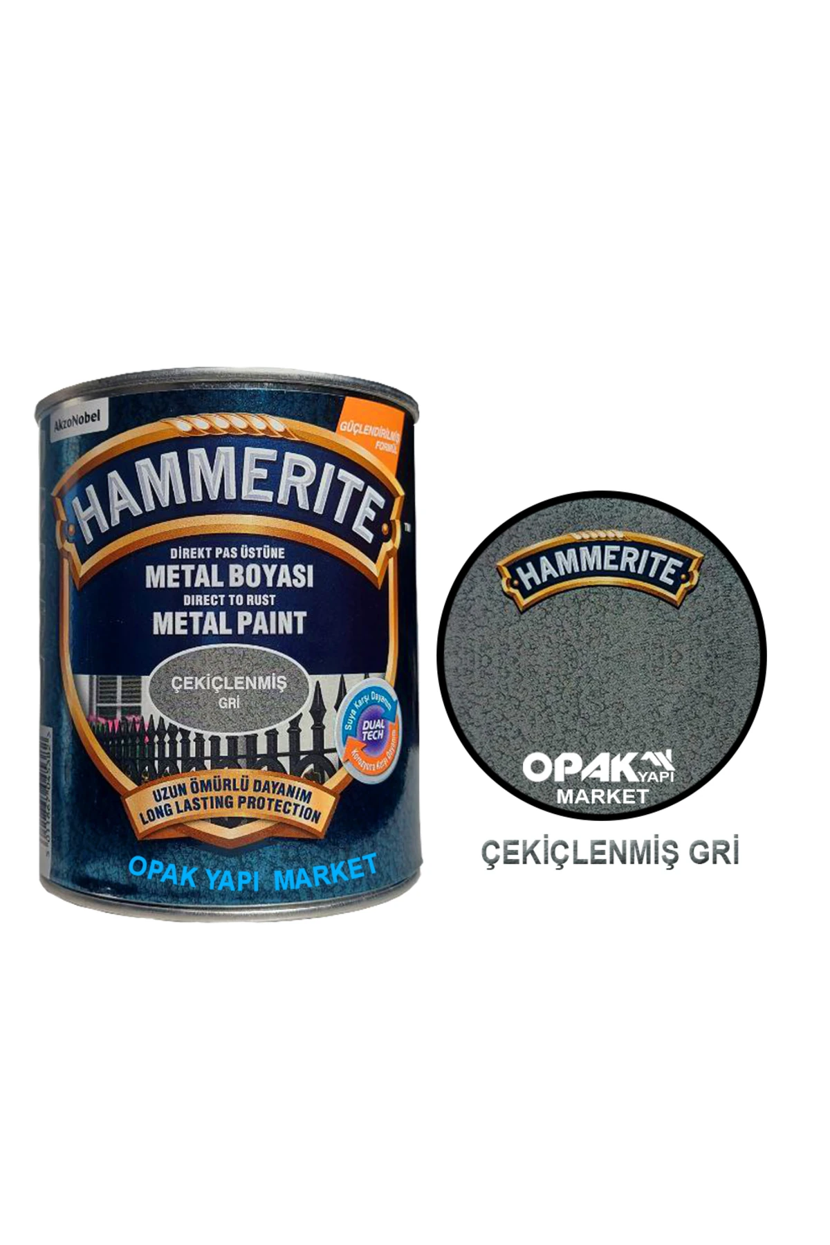 Hammerite Çekiçlenmiş Gri 0,75lt (1 Kg)