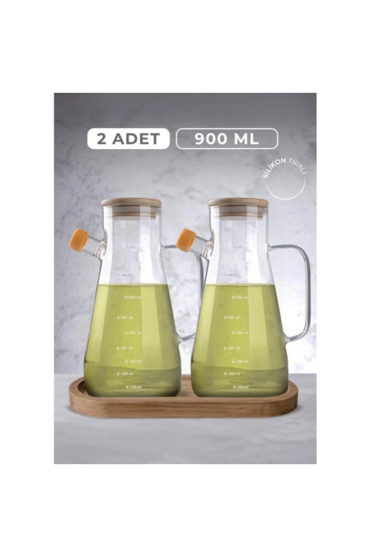 Standlı 2'li Cam Yağdanlık