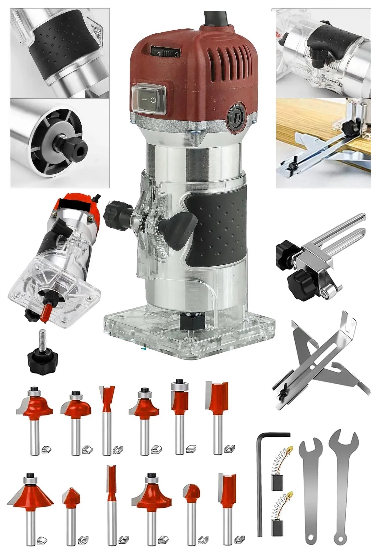 5900 Watt Profesyonel Formika Traşlama Freze Makinası Ve Uçları 6 Mm Pens 2 Yıl Garantili