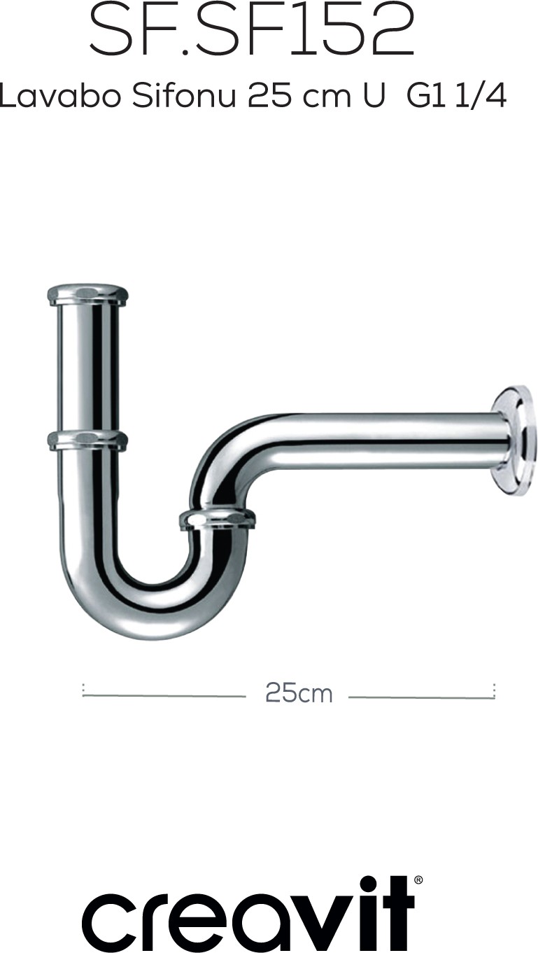 Lavabo Sifonu 25 cm U G1 1/4
