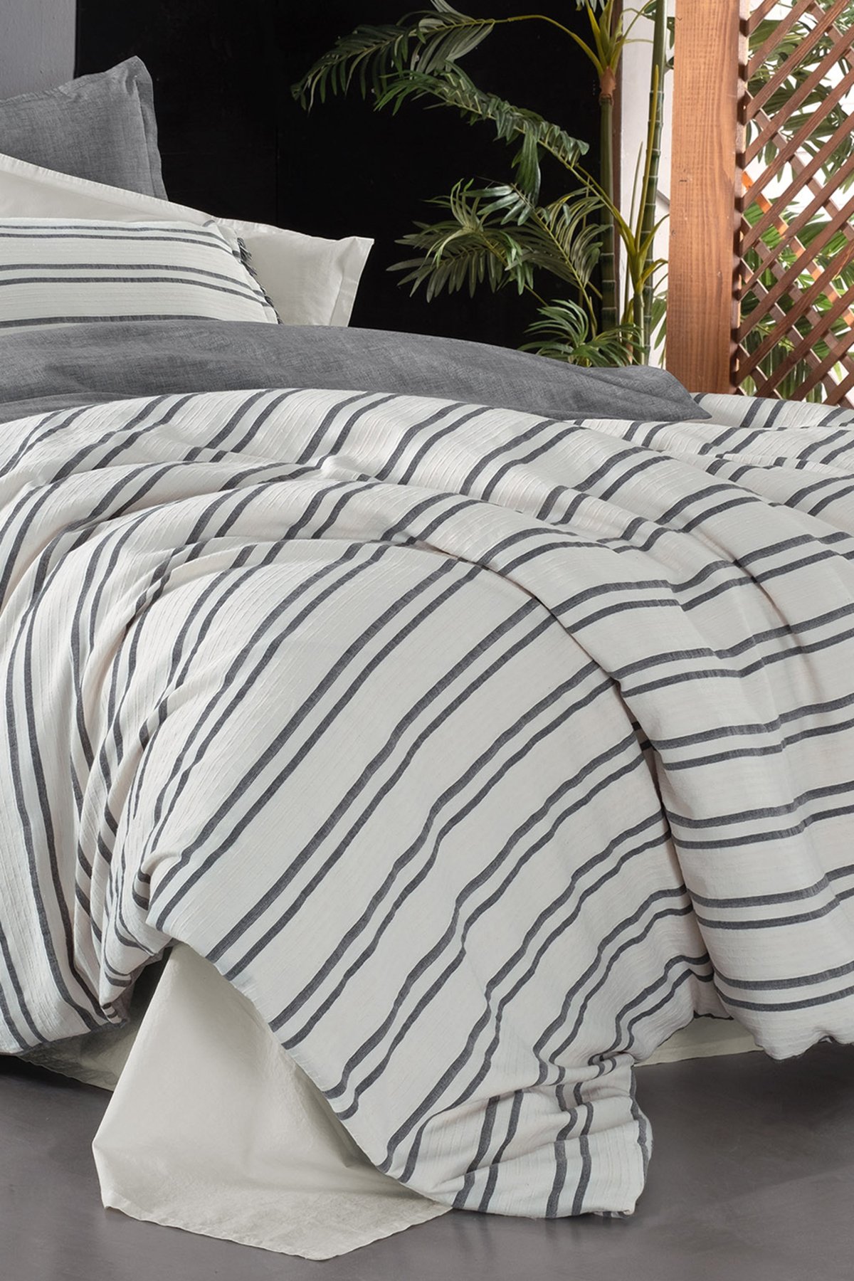 Salamanca Ekru Mood Comfort King Size (Battal Boy) %100 Pamuk Çift Taraflı Yıkamalı Nevresim T