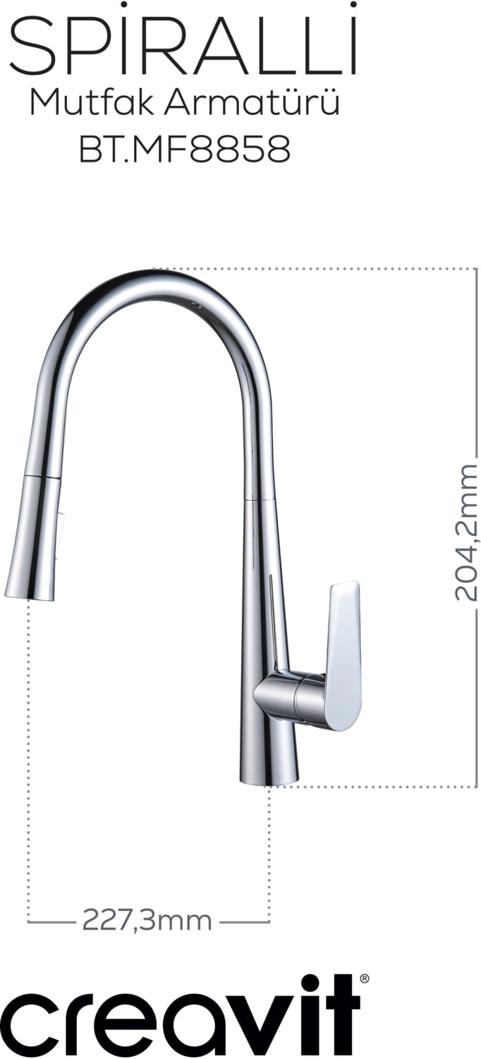 Spiralli Mutfak Armatürü Krom