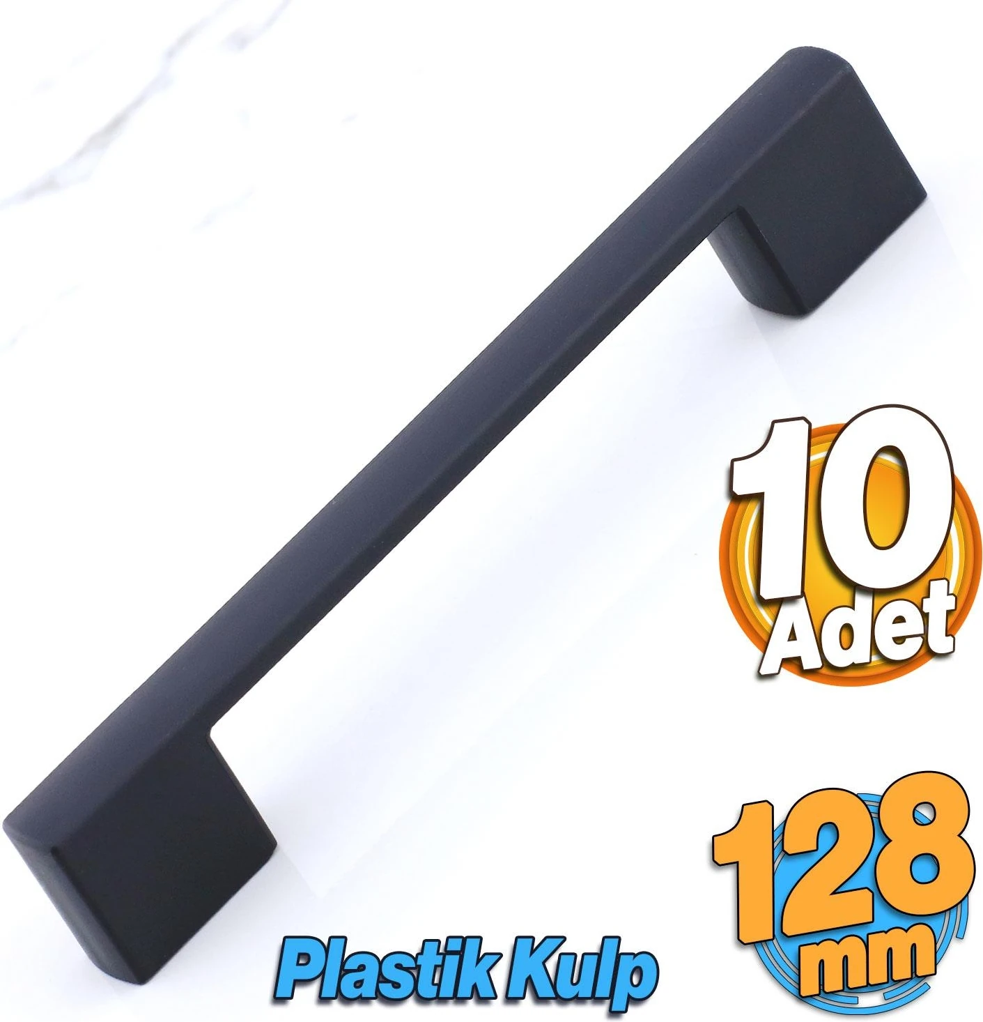 Gölcük 128 mm (Sert Plastik) 10 Adet Siyah Mobilya Çekmece Mutfak Dolap Dolabı Kulpu Kulbu Kulpları
