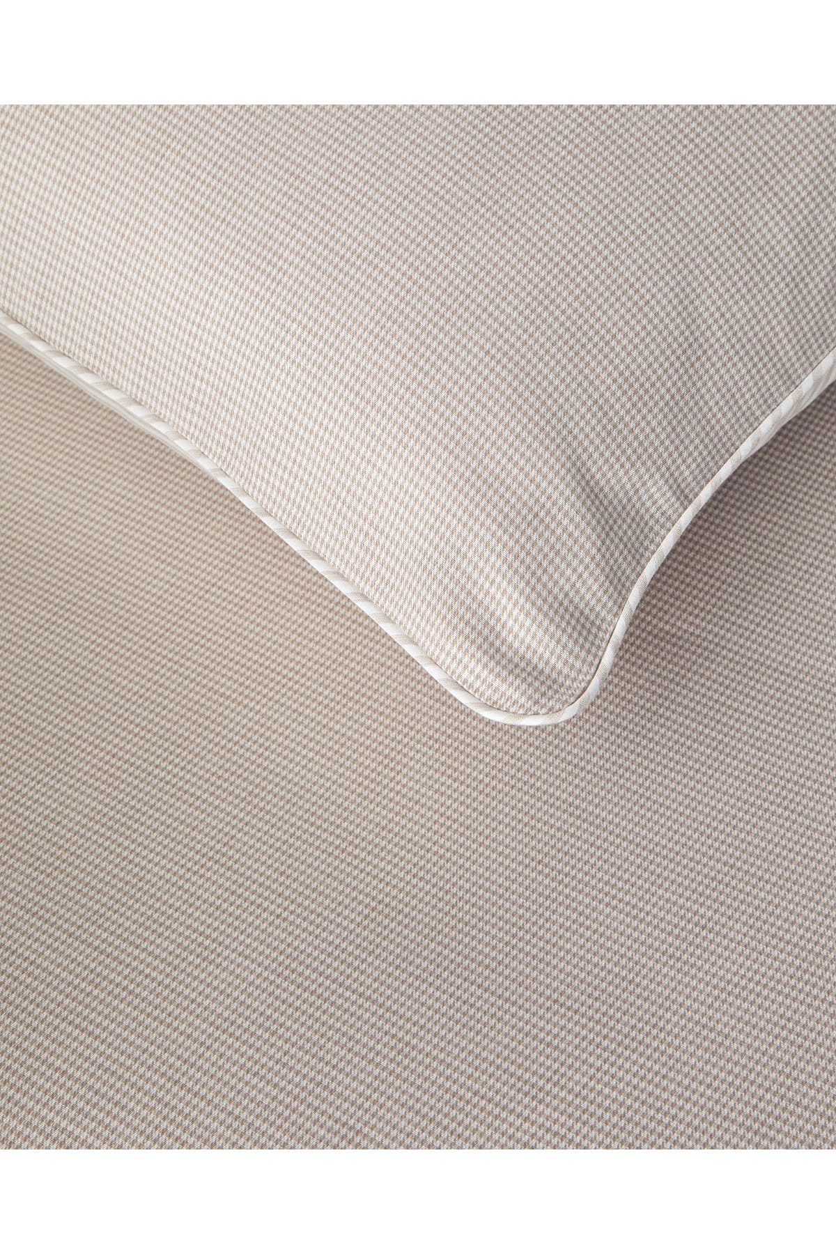 Pied de poule İpliği Boyalı Çift Kişilik Nevresim Takımı 200x220 cm Bej