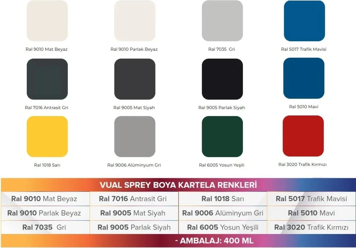 Vual Sprey Boya 400 ml Parlak Siyah 9005