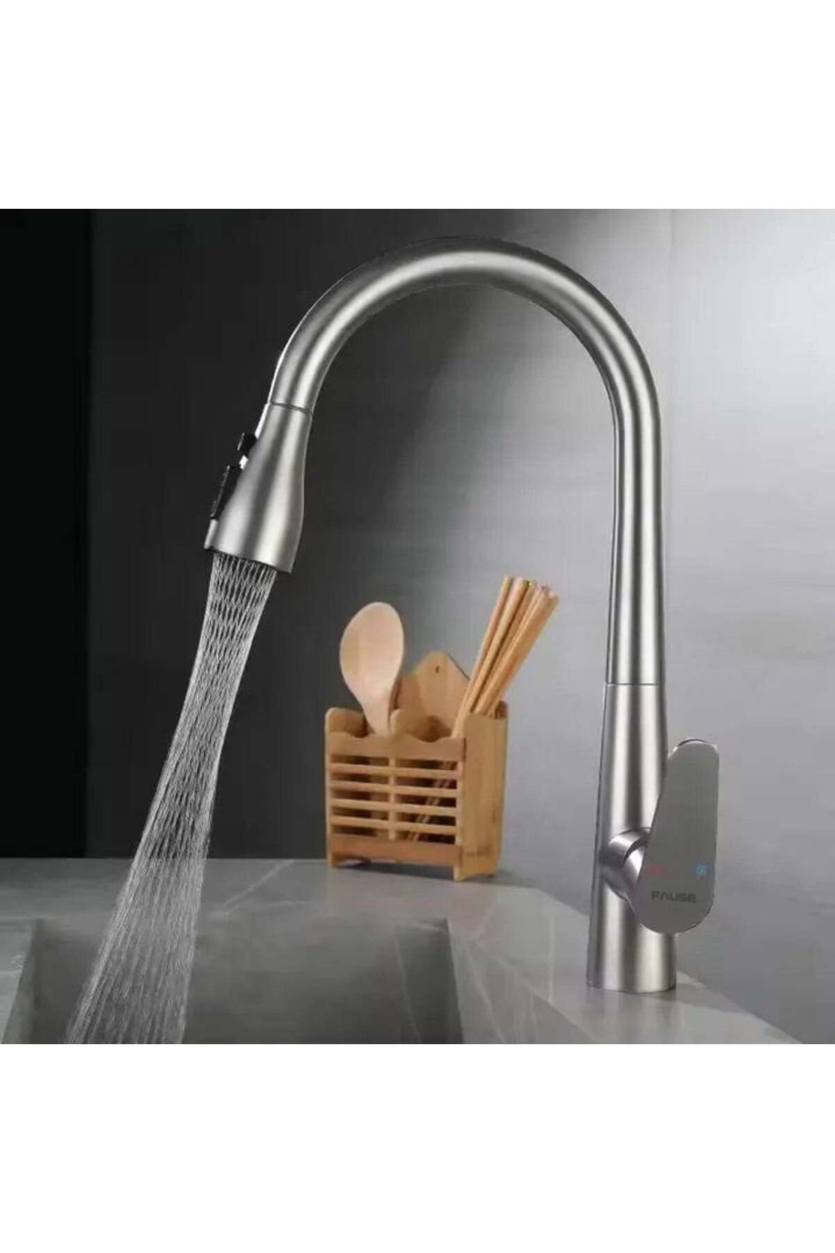 Spiralli Eviye Bataryası Pull Down 3 Fonksiyonlu Fırçalanmış Nikel KTE125-BR
