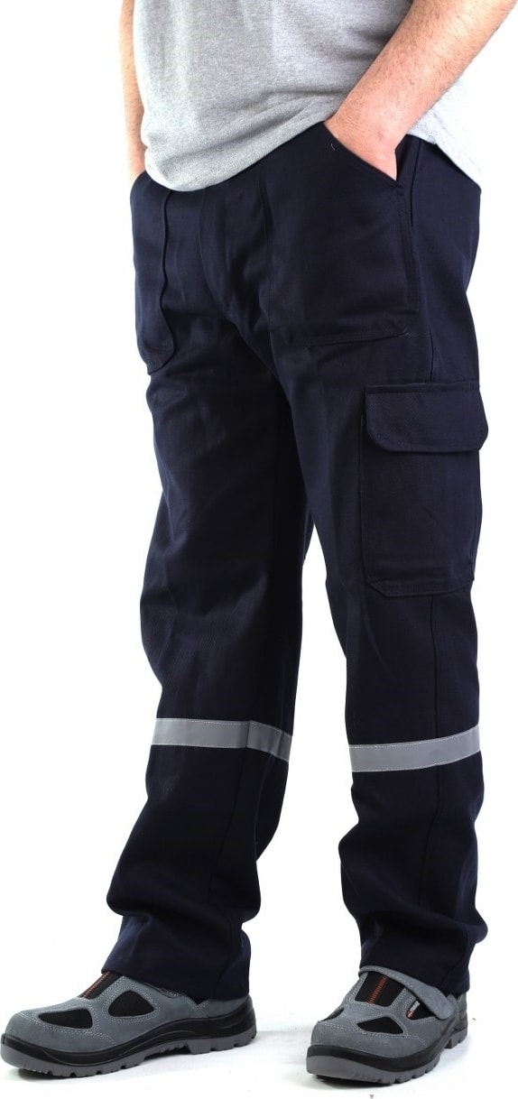 Eser - Gabardin Komando Cepli Iş Pantolonu Reflektörlü - Yazlık- Lacivert - Büyük Beden Xxxxl