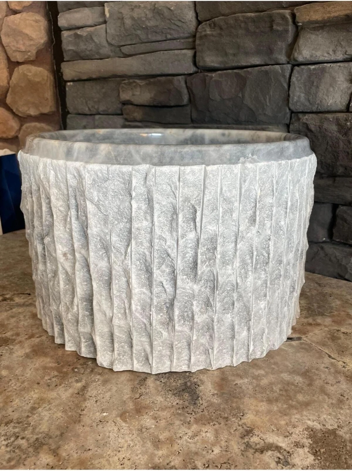 Gri Mermer Patlatma Modelli Hamam Kurnası