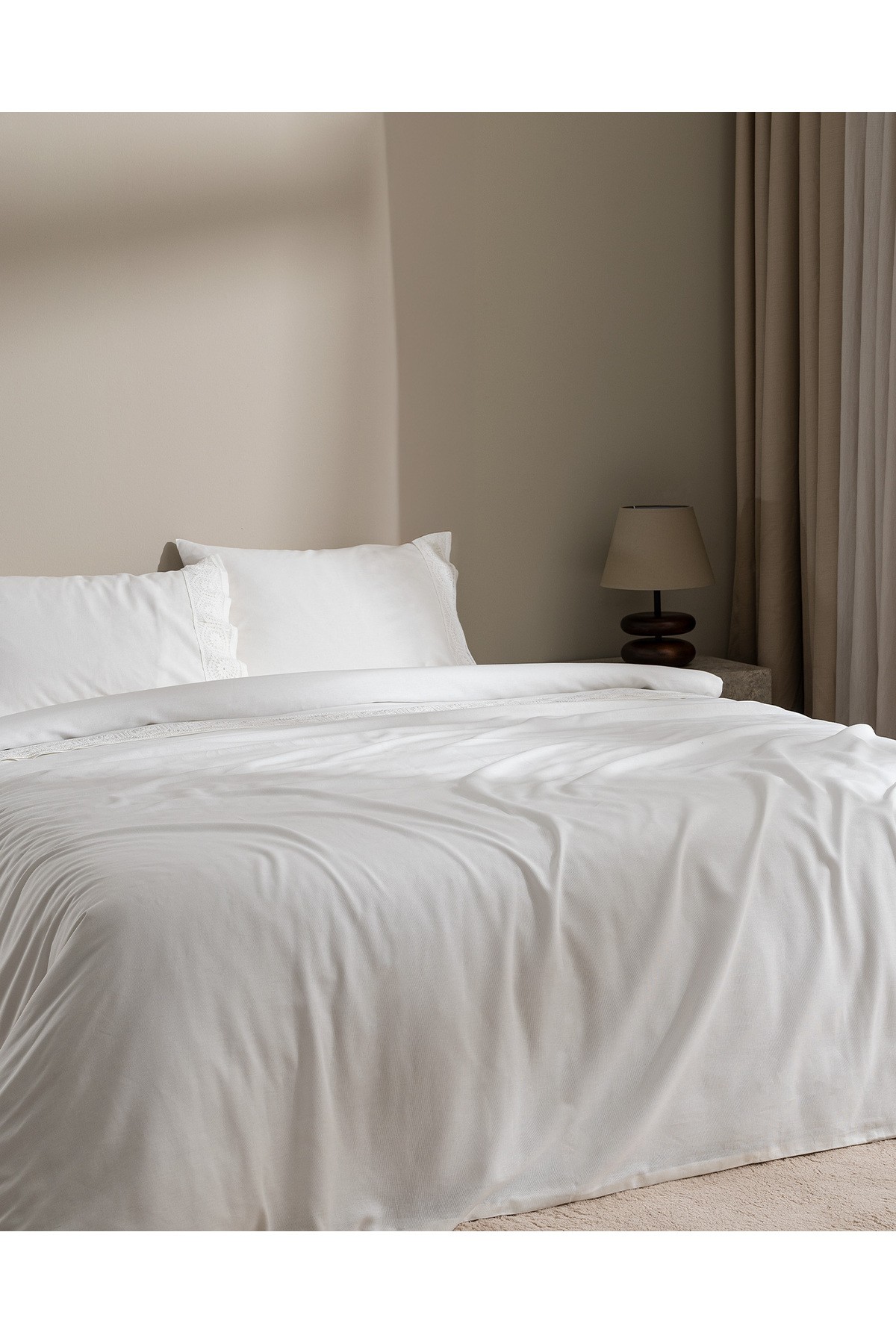 Eolya King Size %100 Pamuk Chambre Nevresim Takımı - Beyaz