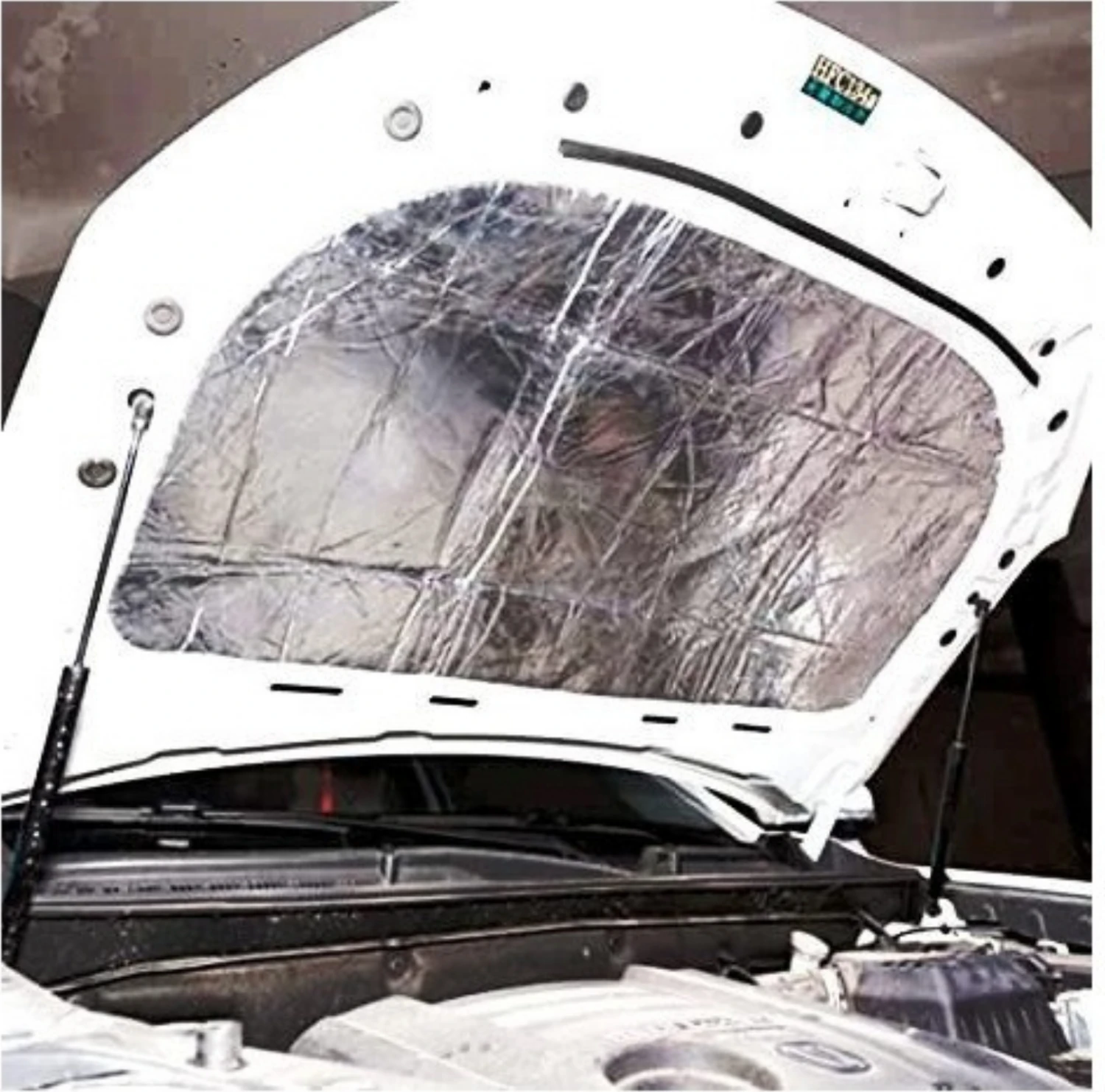 150*100 cm (1,5m2) Alüminyum Folyo Kaplı Oto Araç Kaput Ses Yalıtım Süngeri Yapışkanlı Alev Almaz