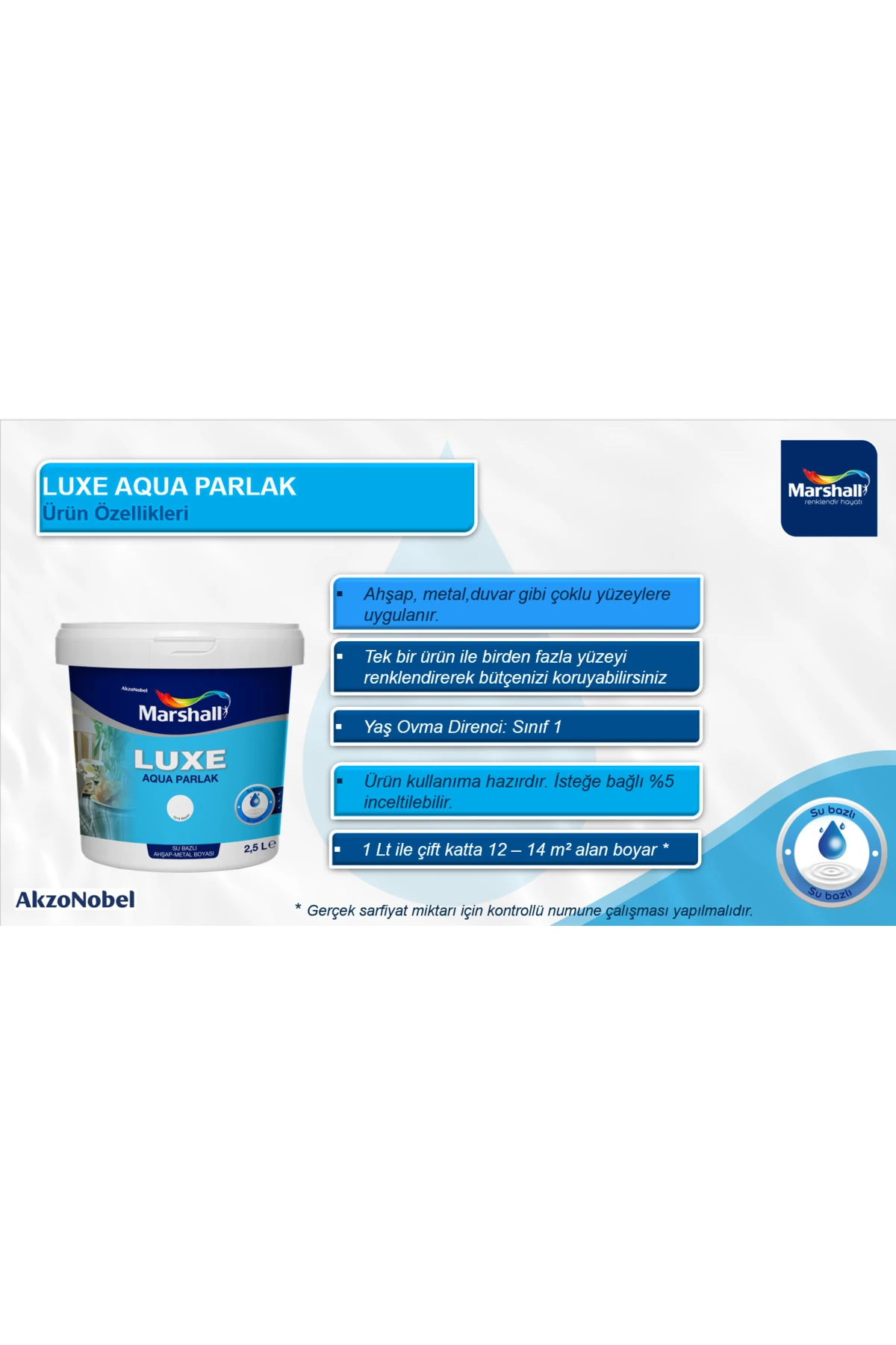 Su Bazlı LUXE AQUA Parlak Akrilik Esaslı Dekoratif Boya 2.5 Lt  PATİKA