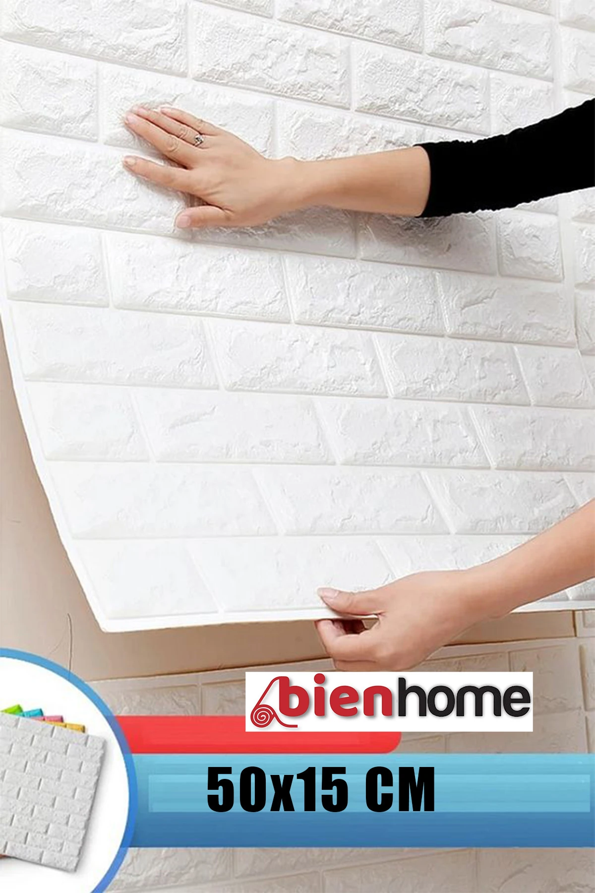 Yeni Kendinden Yapışkanlı Duvar Paneli Esnek Köpük Paneli 3d Boyutlu Tuğla Desen Beyaz 50x15 Cm