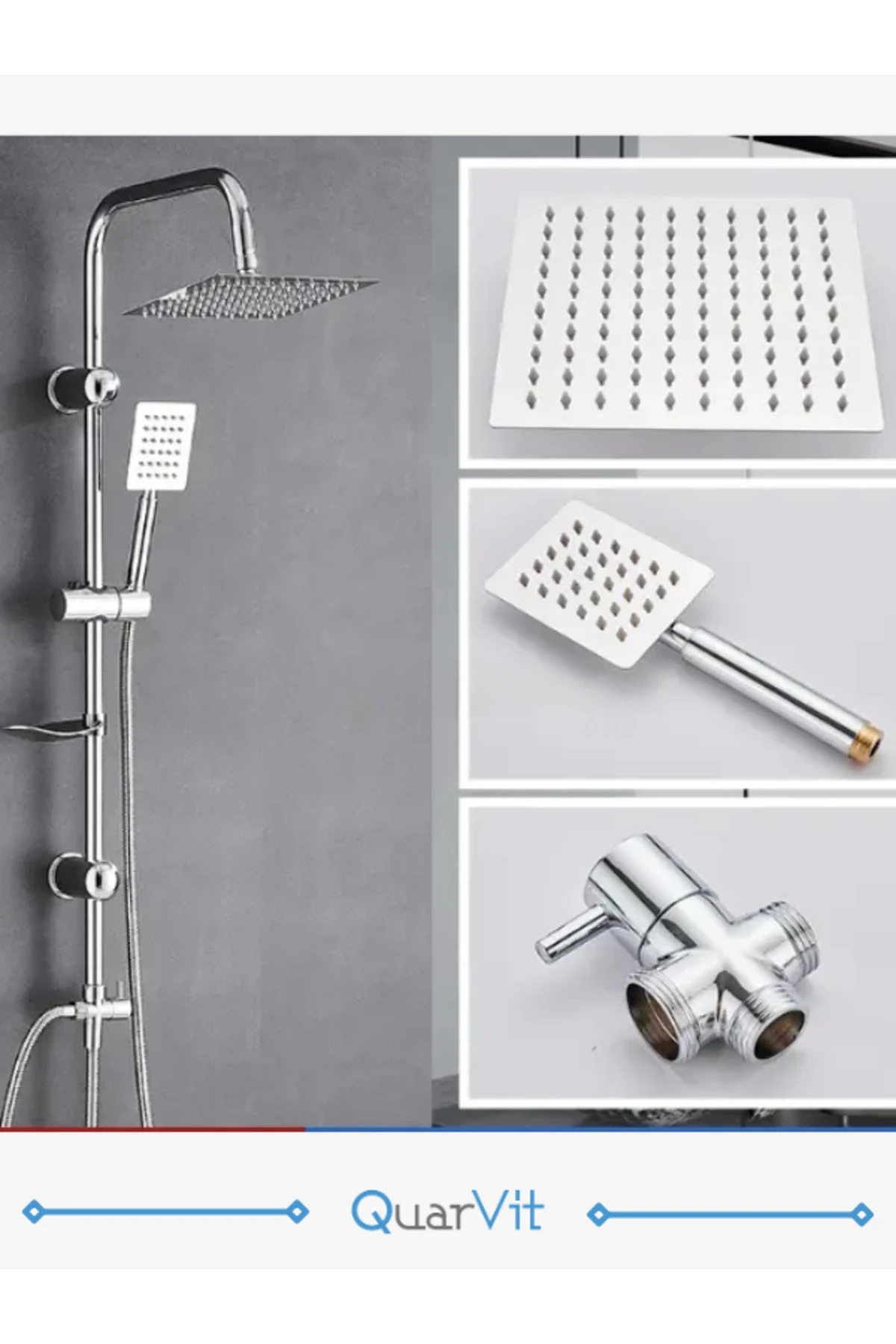 Dushlux Paslanmaz Krom Yağmurlama Robot Duş Seti Metal El Ve Tepe Başlık