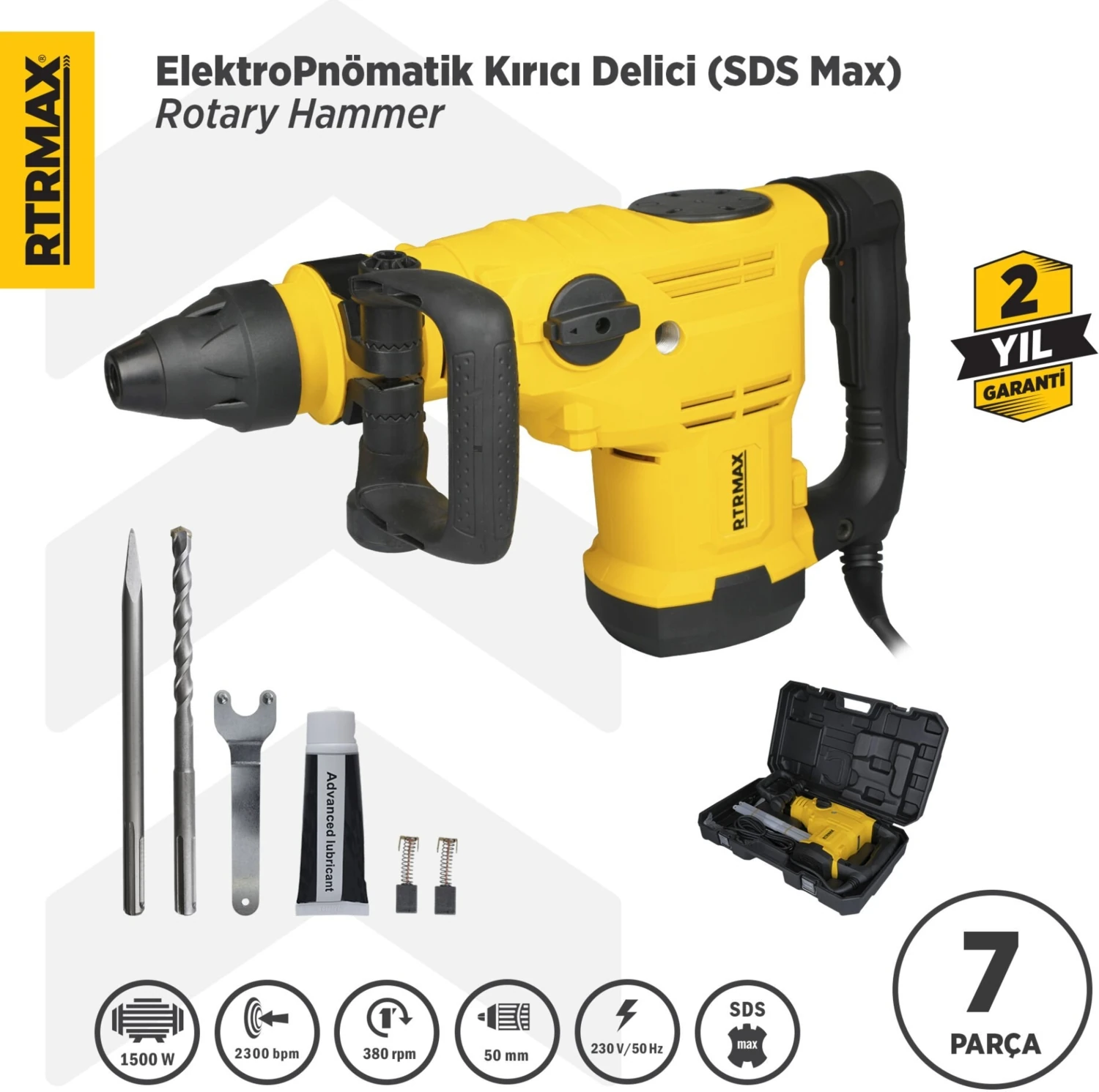 RTM271 Elektropnömatik Sds Max Kırıcı ve Delici 1500 W 25 Jul 50 mm