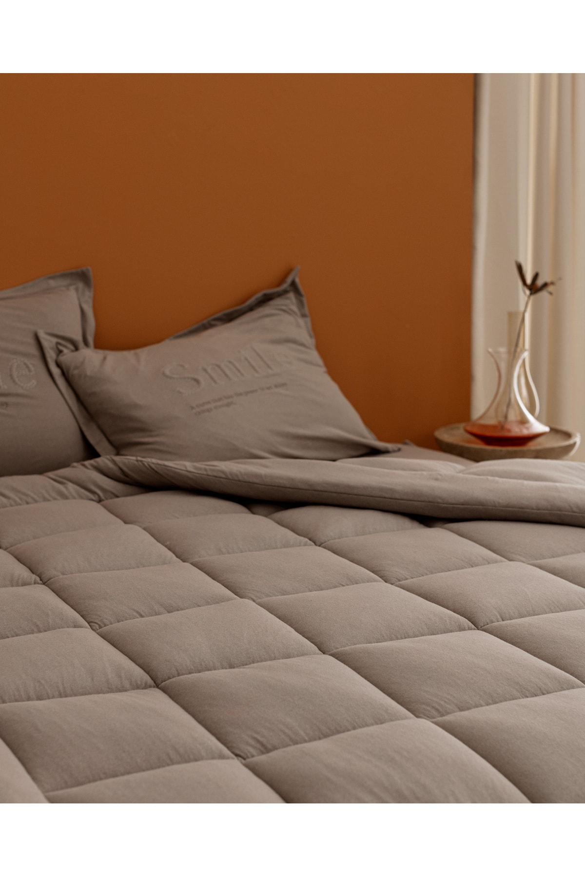 Bobigny Tek Kişilik Pamuklu Supersoft Comforter Set - Açık Gri