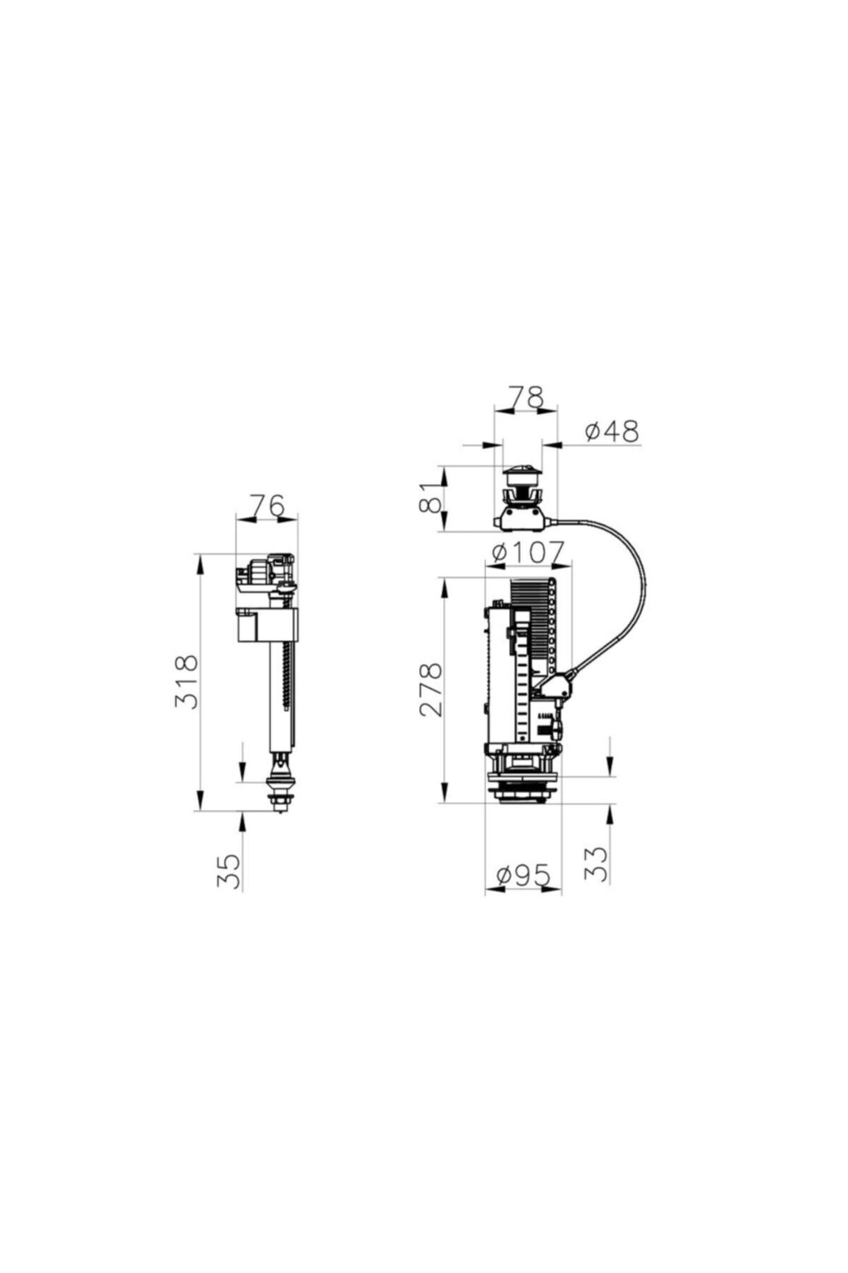 Rezervuar Iç Takımı 3/6lt. 330b2010 Alttan Su Girişli Ücretsiz Kargo