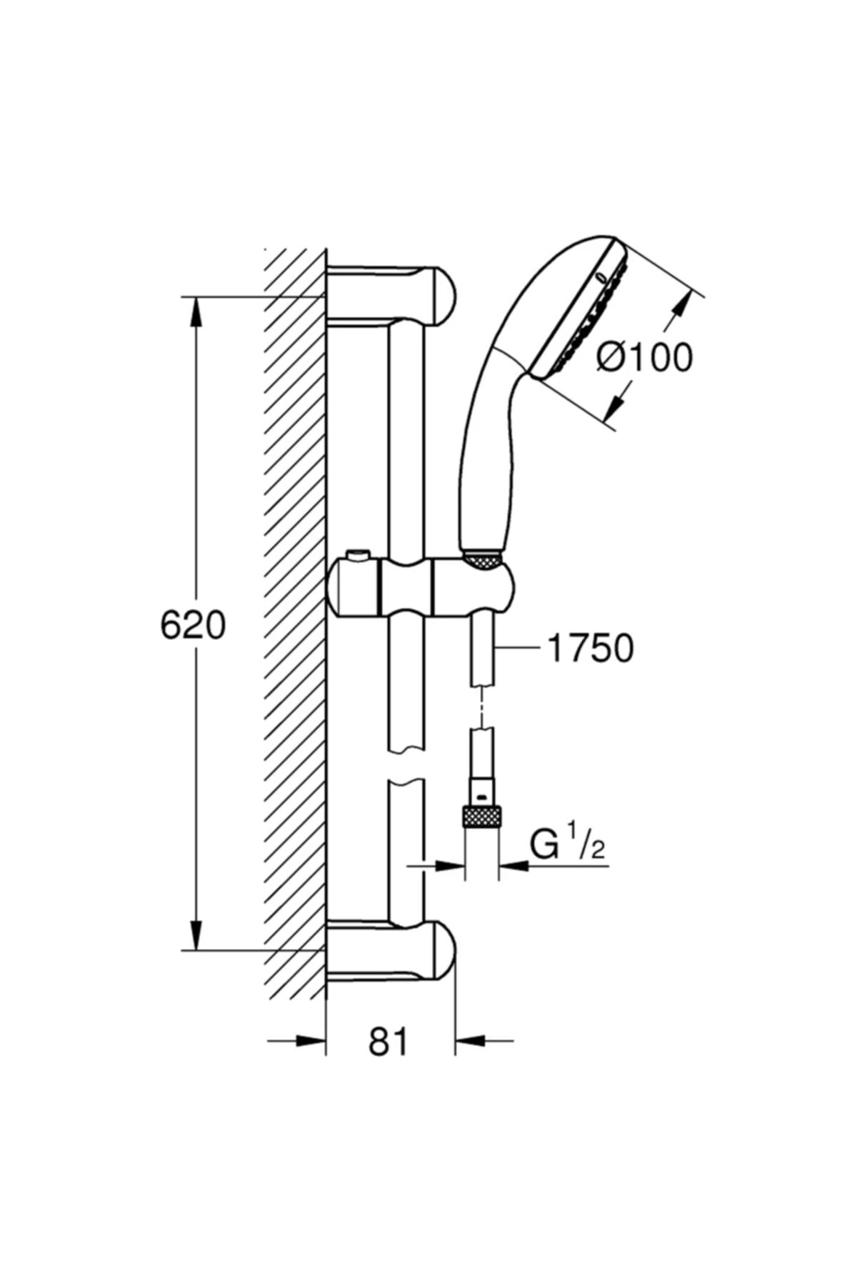 27644001 Tempesta 100 Sürgülü Duş Seti 3 Akışlı