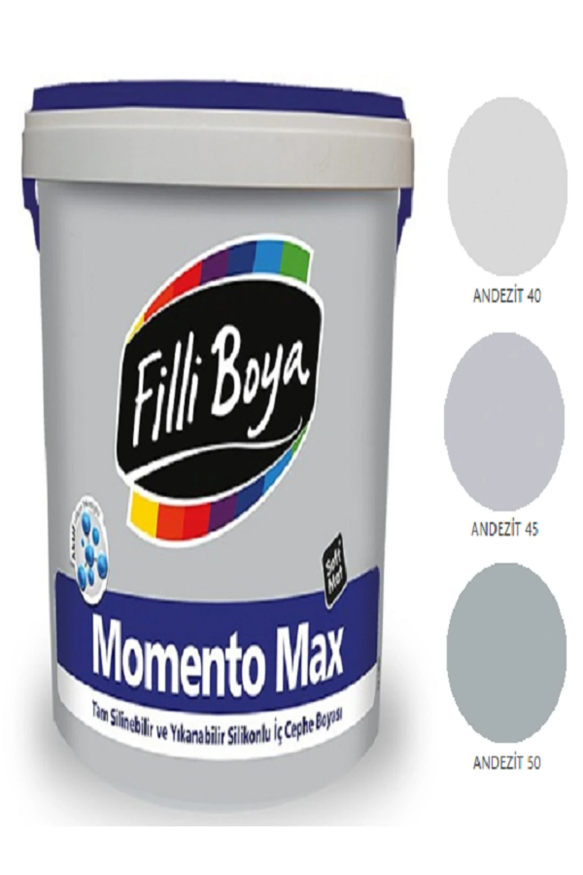 Filli Momento Max Tam Silinebilir Yıkanabilir Silikonlu Mat Boya 7,5lt (andezit 40)