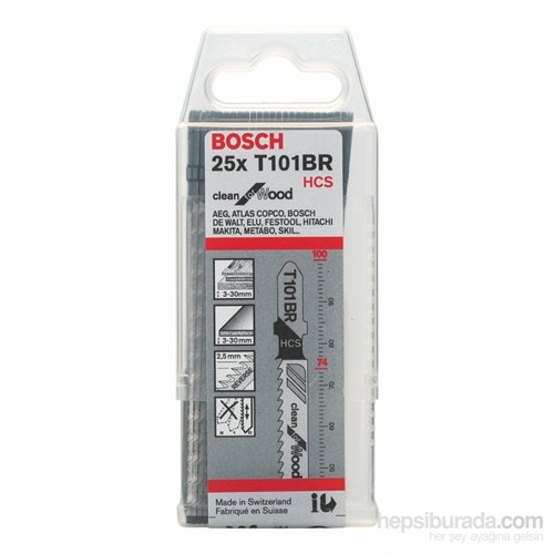 BOSCH - Temiz Kesim Serisi Ahşap İçin T 101 Br Dekupaj Testeresi Bıçağı - 25'Li Paket