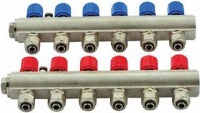 1" Kendinden Vanalı Kollektör 5 Ağızlı Set (Kırmızı - Mavi)