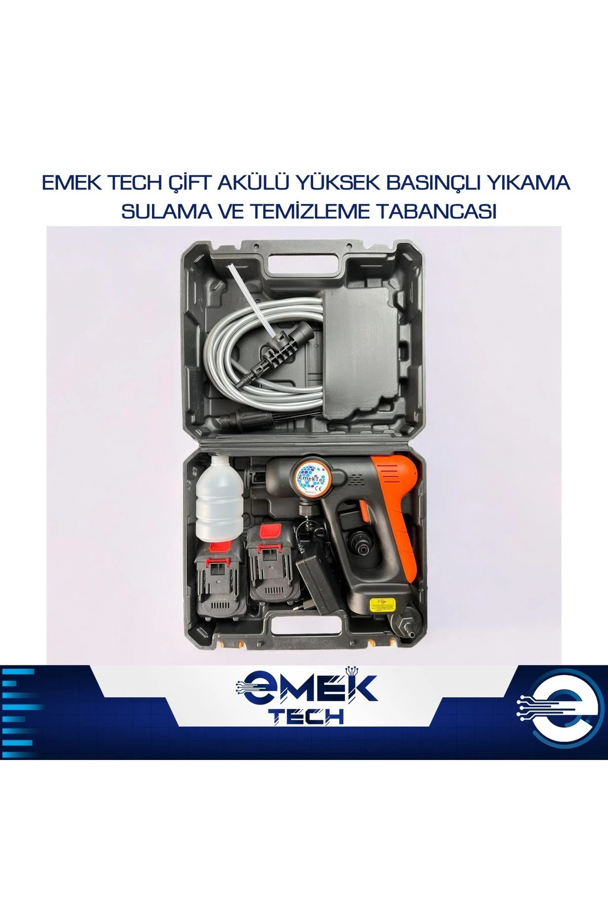 Çift Akülü Şarjlı Yüksek Basınçlı Oto Araba Bahçe Yıkama Sulama Ve Temizleme Tabancası Makinesi