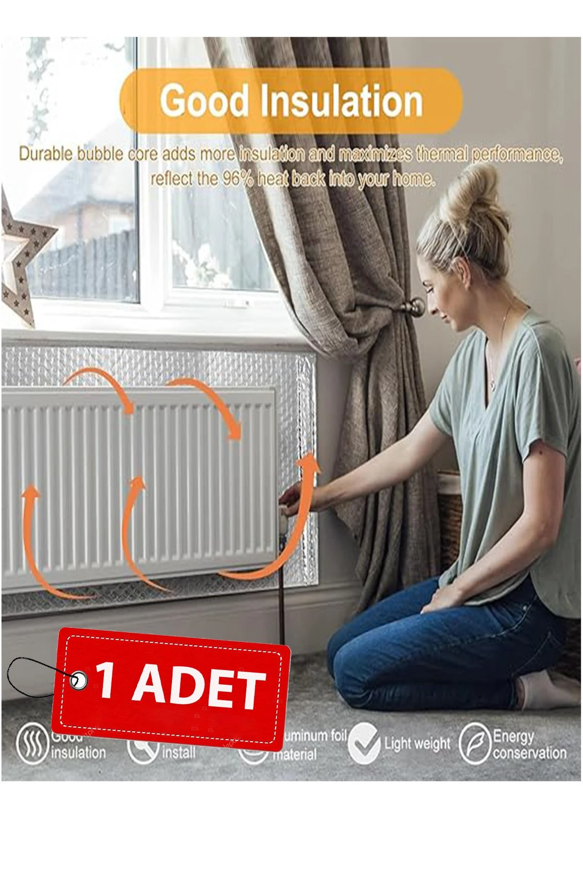 1 Adet Petek Kalorifer Arkası Isı Yalıtım Izolasyon Levhası Radyatör Arkalığı Plaka 3 Mm1