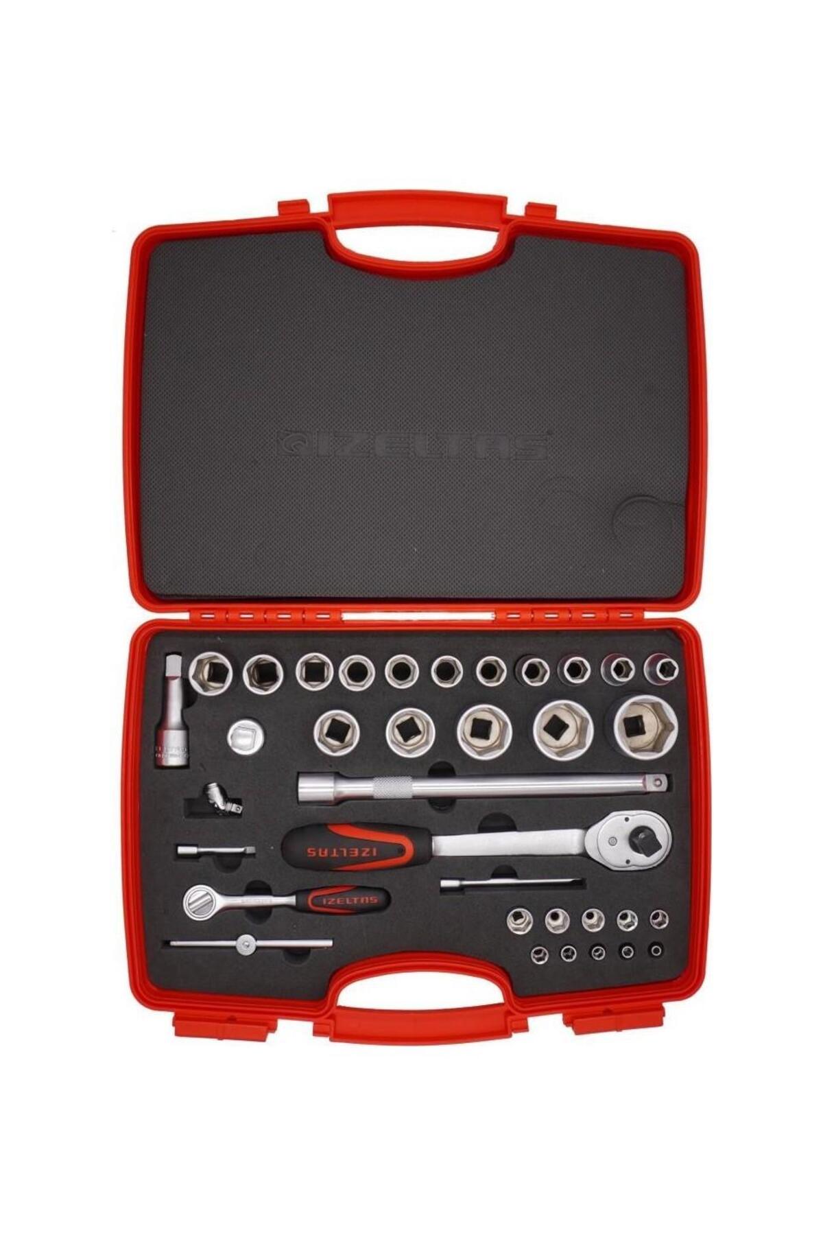 İZELTAŞ 1113001038 1/2" 1/4" 6 Köşe Kombine 35 Parça Lokma Takımı