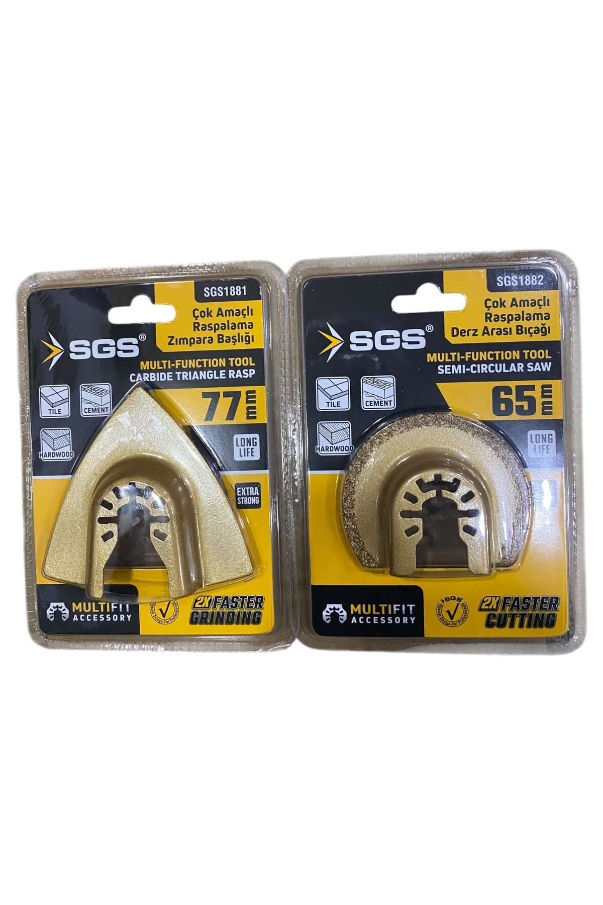 sgs Kesici ve Raspalama derz arası temizleme ve zımpara başlığı 2 li set  karbür 65mm ve 77mm