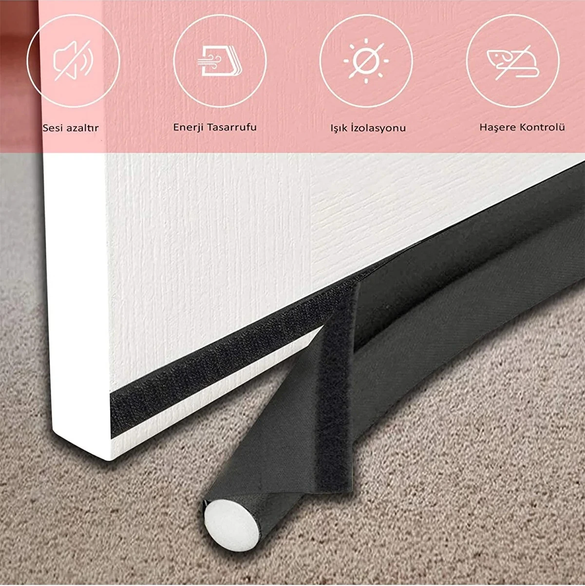 Kapı Altı Rüzgar Önleyici Isı Yalıtım Süngeri Eşik Altlığı Stoper Rüzgarlık Toz Soğuk Sünger Çelik Kapı Tek Taraflı 90 cm