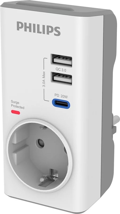 CHP8010W/10 Tekli Akım Korumalı Priz PD Hızlı Şarj QC 3.0 USB-A Desteği