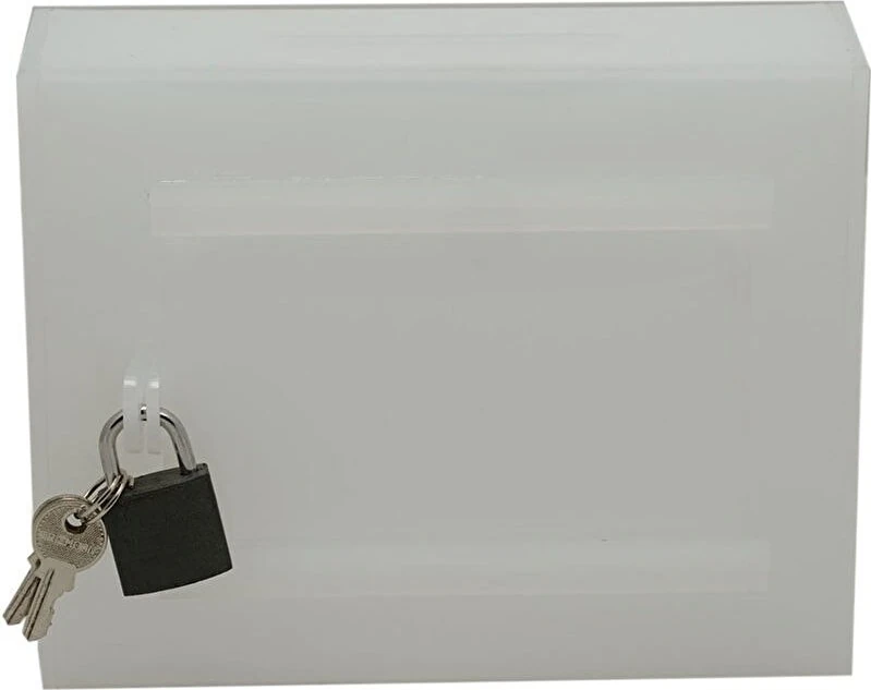 Pleksi Tip Box Bahşiş Kutusu Buz Beyazı 15X10XH12 cm SV035