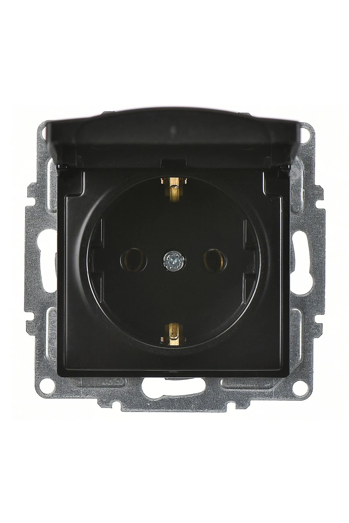 Visage Metalik Siyah Kapaklı Topraklı Priz Mekanizma
