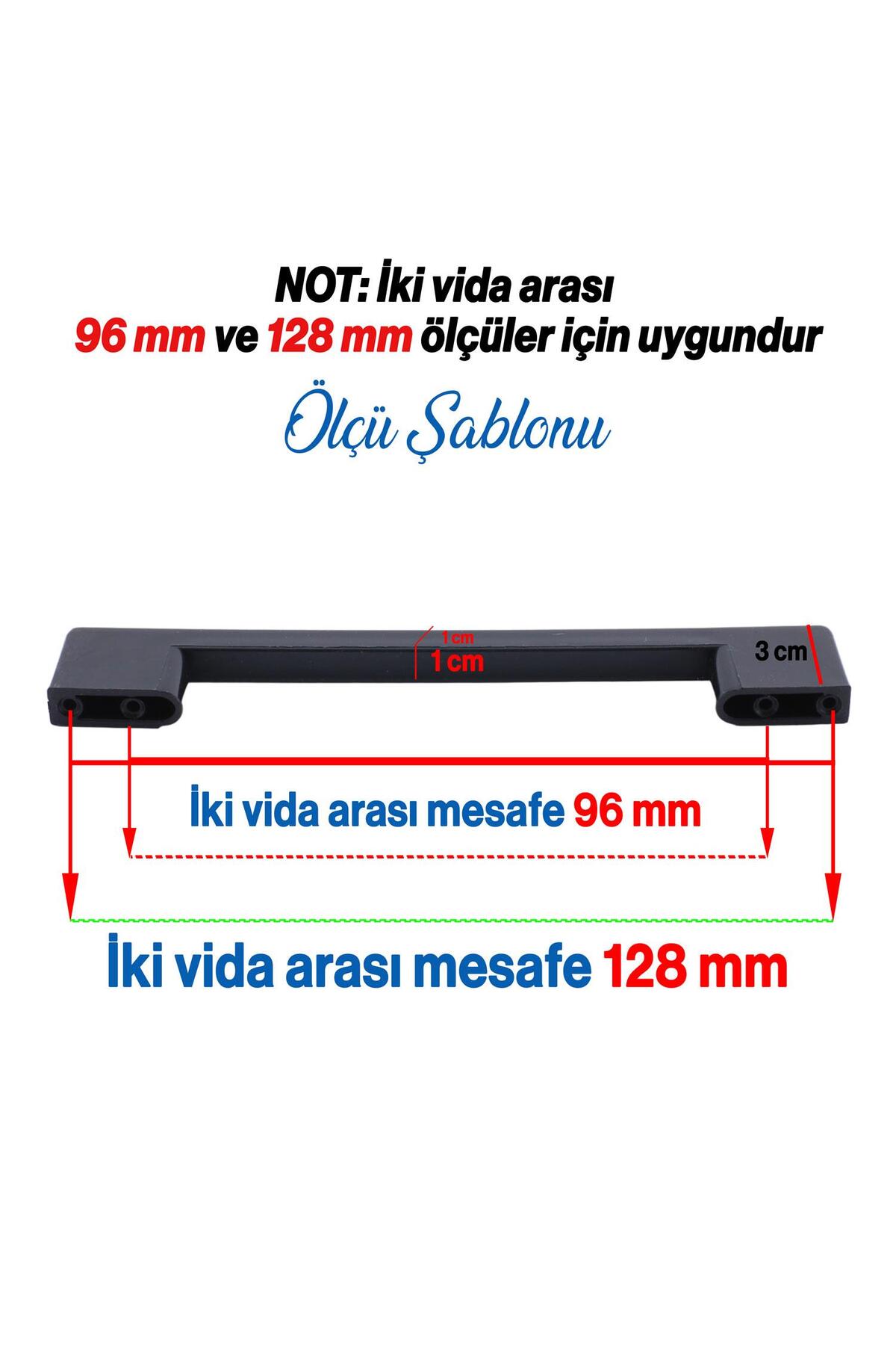 BADEM10 (SERT PLASTİK) 20 Adet Köprü 96 Mm Siyah Mobilya Mutfak Çekmece Dolabı Dolap Kulbu Kulpu Kulpları