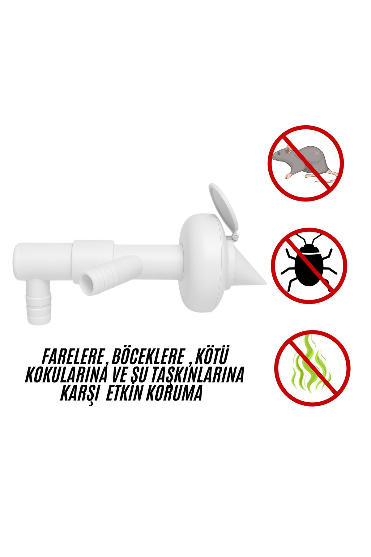 Çift Girişli Gider Çekvalf Adaptörü Ø50 mm | Çamaşır Bulaşık Makinesi Koku ve Haşere Önleyici