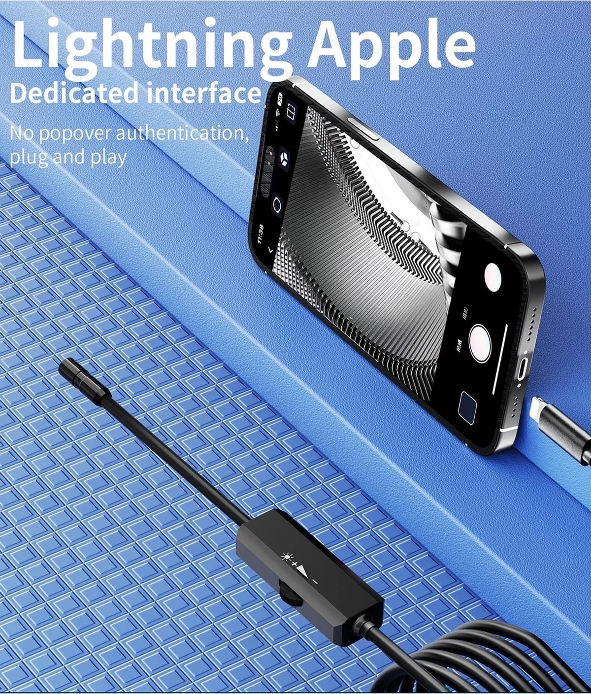 Buğz Endoskop Yılan Video Kamera Ios Uyumlu Led’li 5 Metre 7 mm Sert Kablo 2mp Full Hd