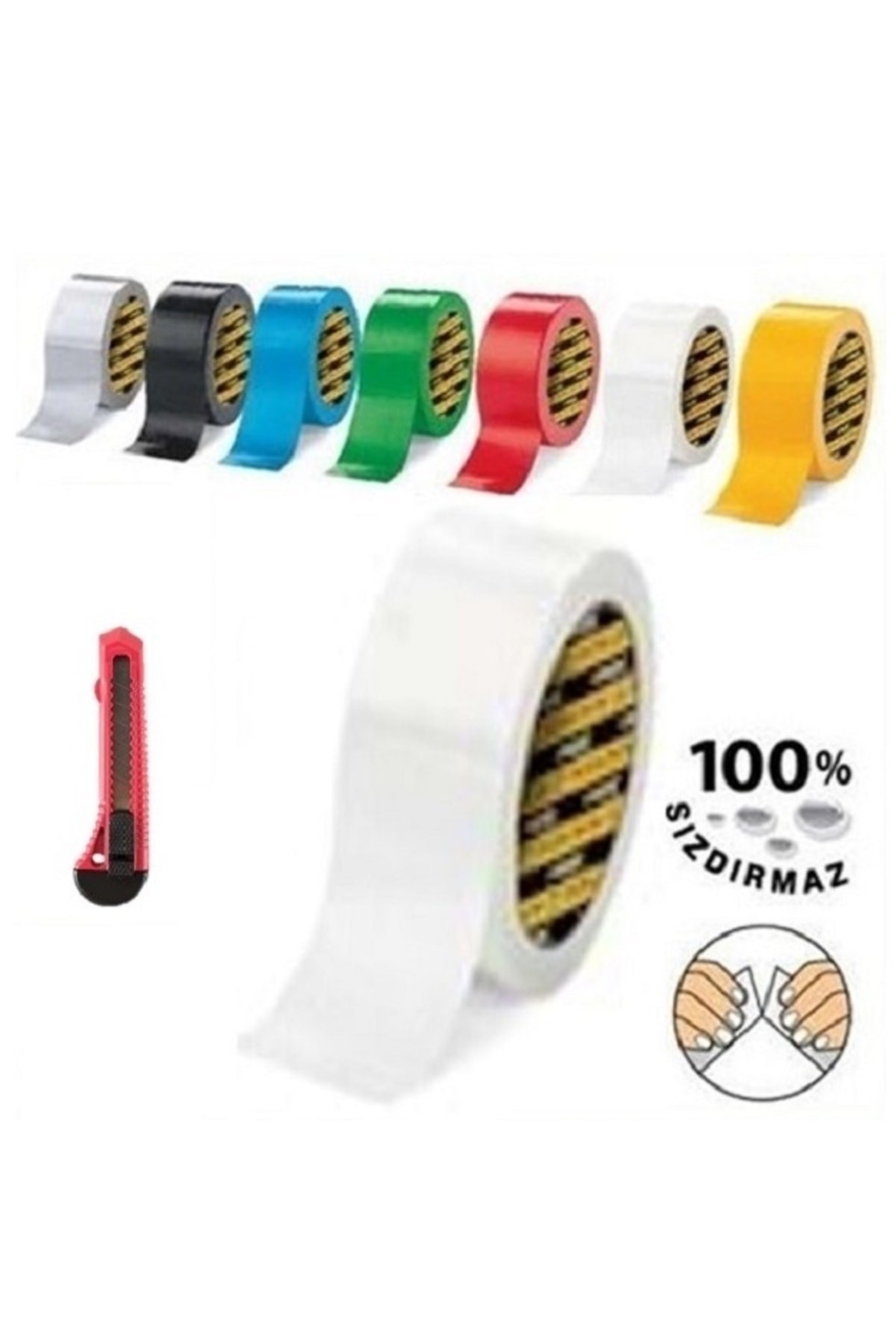 Beyaz Suya Dayanıklı Flex Tape Tamir Bandı Çadır Bant 48 Mm X10 Mt Maket Bıçağı