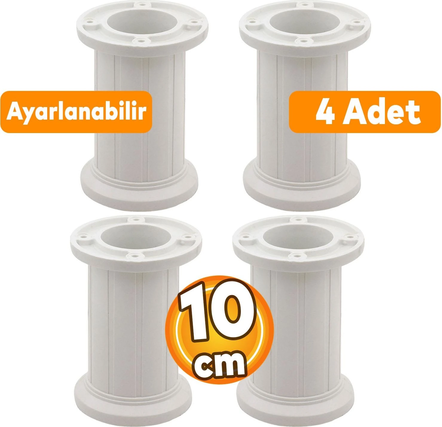 Letto Ayarlanabilir Dolap Mobilya Koltuk Kanepe Tezgah Tv Ünitesi Ayağı Beyaz Ayakları 10 cm 4 Adet