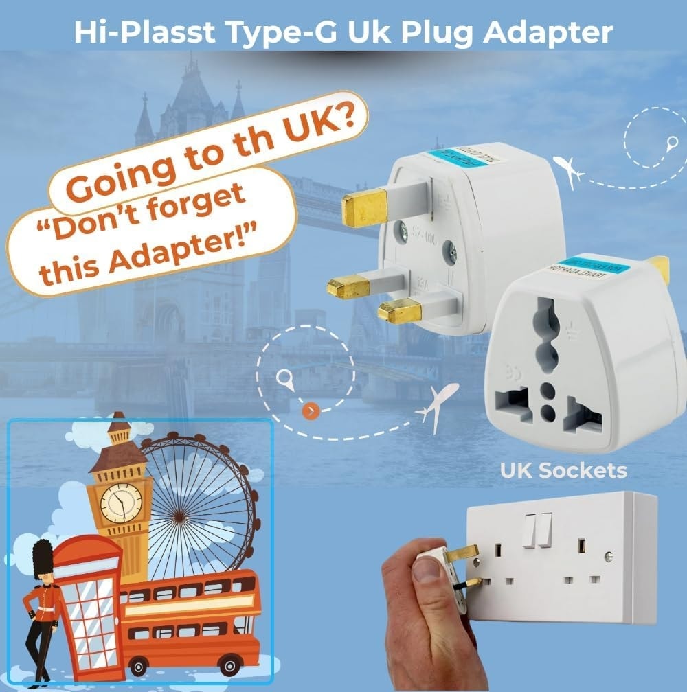 Tip G Ingiliz Adaptör Fişi 2-3 Uçlu Universal Seyahat Priz Dönüştürücü 250V 13A