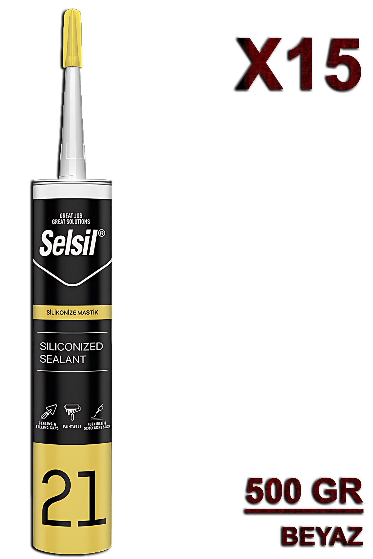 SELSİL Silikonize Mastik Beyaz 500 Gr (15 Adet)