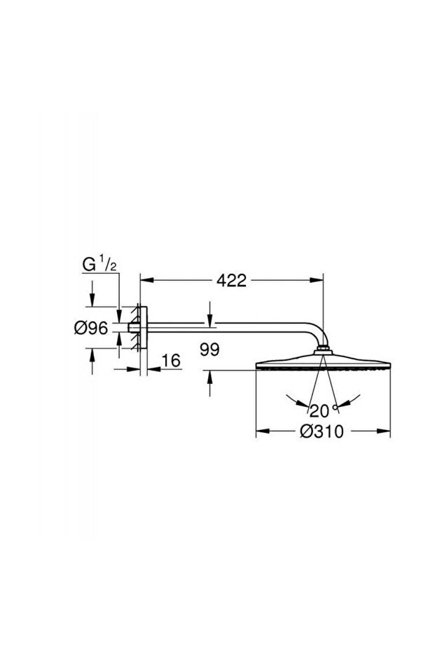 Rainshower Mono 310 Tepe Duşu Seti 422 MM, Tek Akışlı - 22121KF0