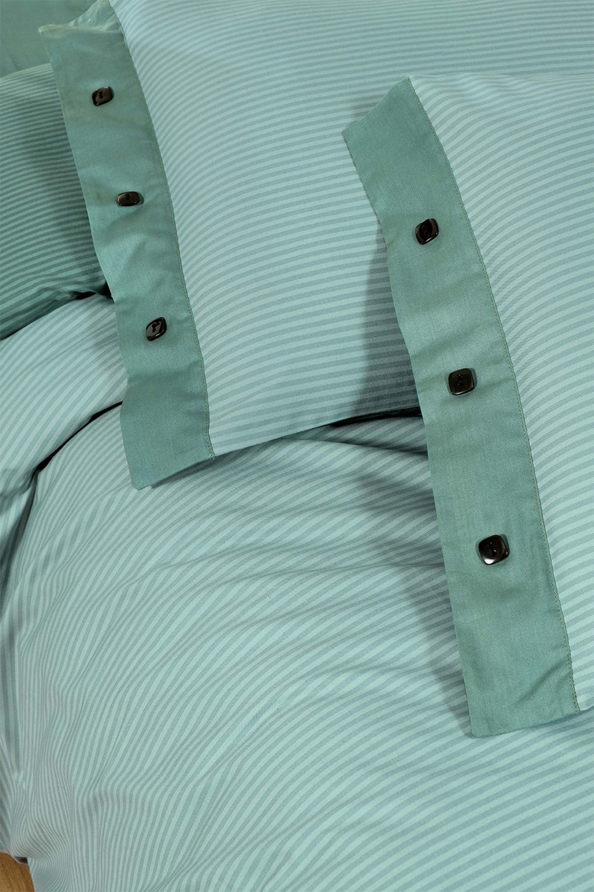 New Fancy Stripe Koyu Yeşil Tek Kişilik %100 Pamuk Çizgili Nevresim Takımı
