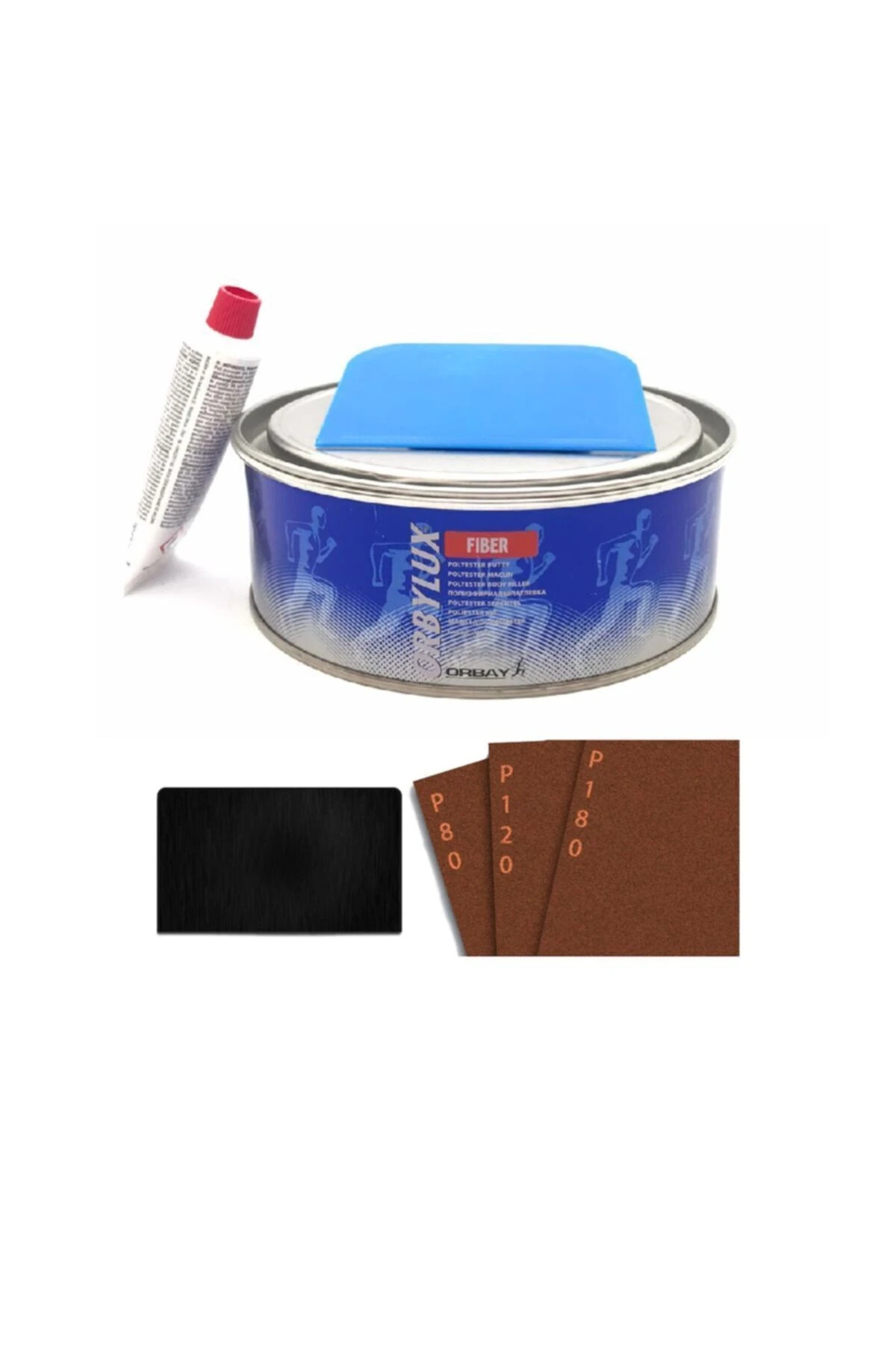 Fiber Elyaf Macun 500 gr Set + 3 Adet Zımpara ve 1 Adet Macun Çeliği.