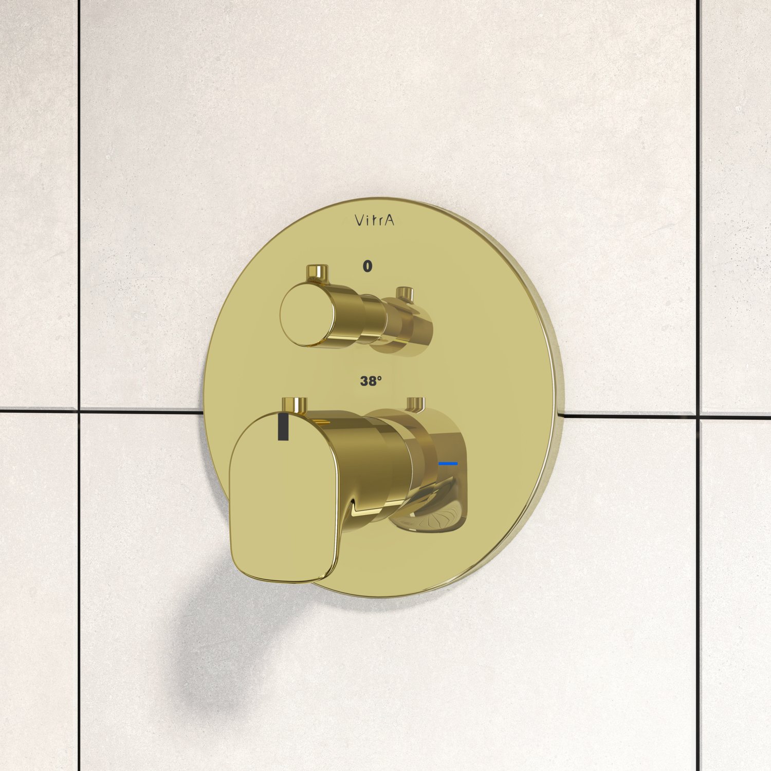 Root Round A4269523 Ankastre Termostatik Duş Bataryası, Sıva Üstü Grubu, Altın