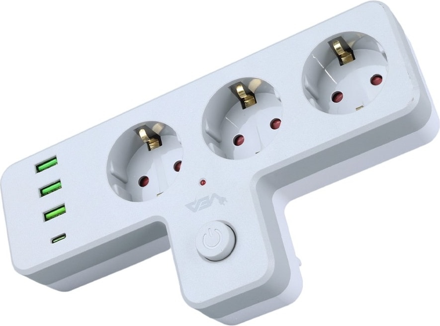 Anahtarlı Topraklı Priz Adaptörü, 3 Soketli 3xusb 2.4A, 1xtype-C 20 Watt, Akım Korumalı Priz, 10 A, 2500 W, Duvar Fişi, USB Fişi, USB C Bağlantı Noktalı, Hızlı Şarj,