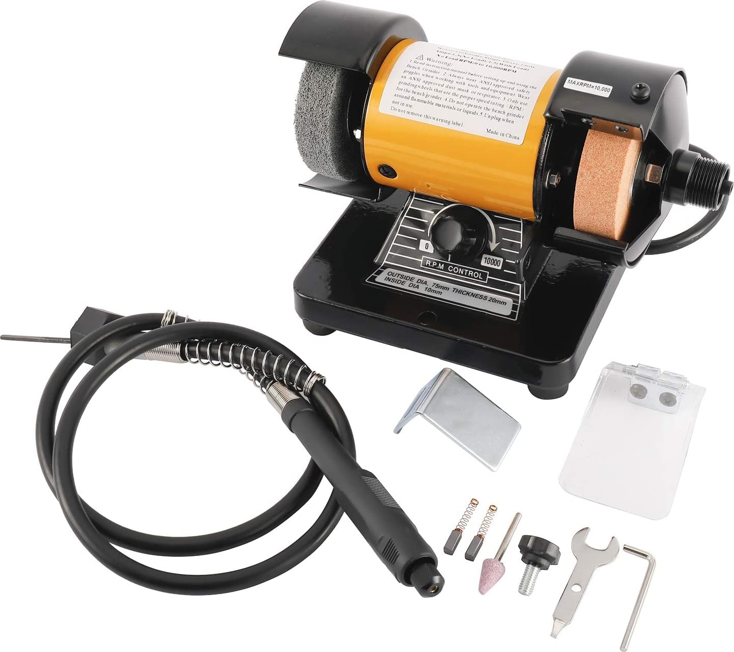 Çok Amaçlı Mini Tezgah Zımpara Parlatıcı Esnek Hortumlu Şaft Ayarlanabilir Hız 10000 Rpm, Gravür