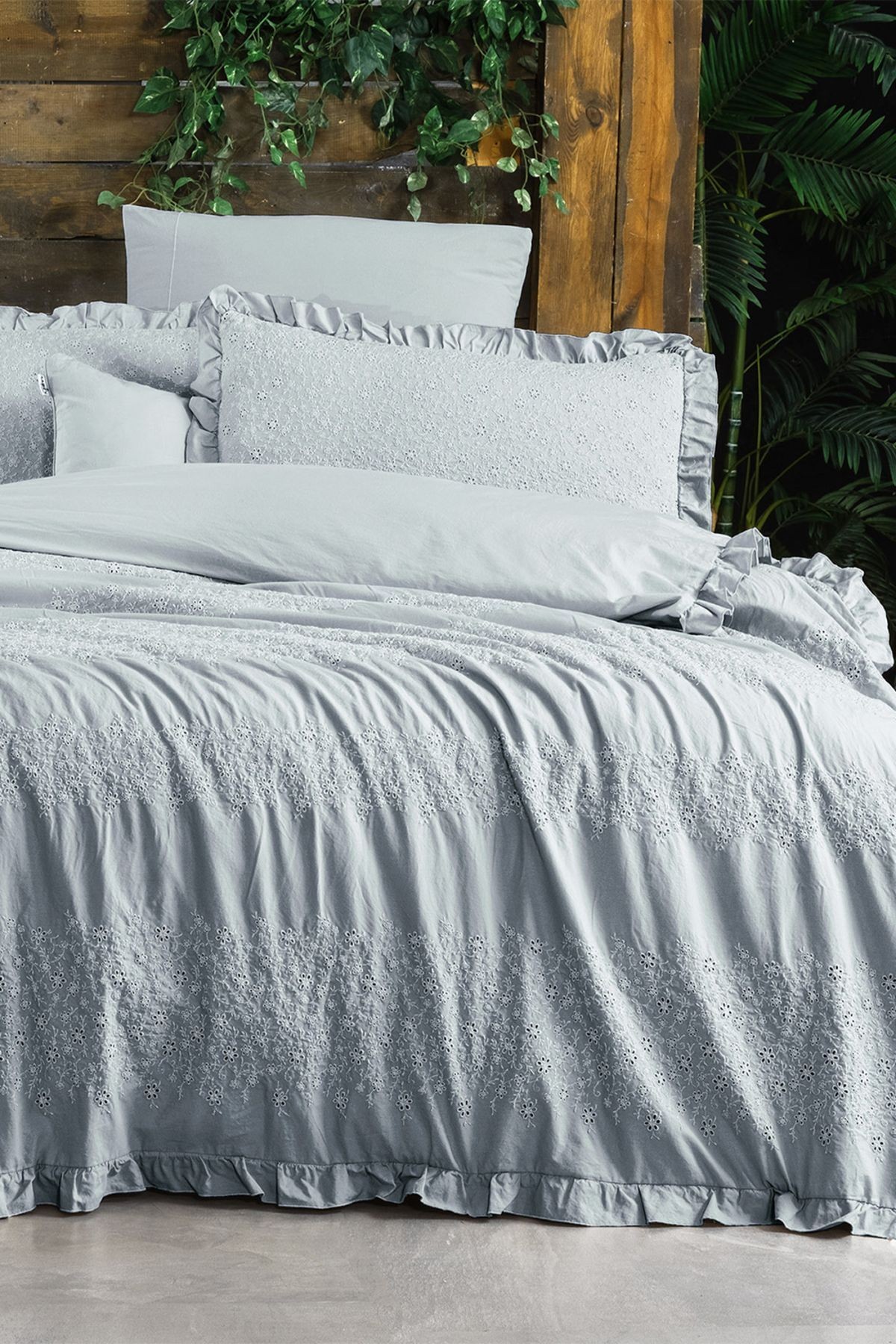 Girona Mavi Çift Kişilik %100 Pamuk Mood Comfort Nevresim Takımı
