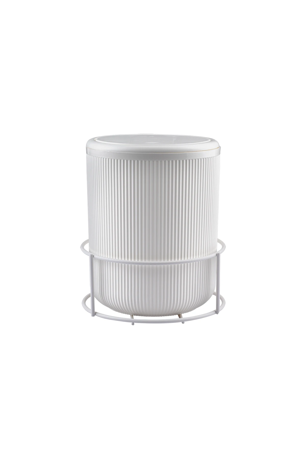 Beyaz Eko Magic Askılı Yuvarlak Mina Çöp Kovası