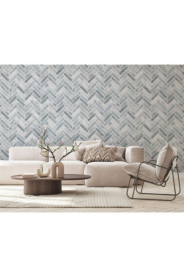 ROKA 23105-2  TUĞLA DESENLİ MAVİ  DUVAR KAĞIDI 16,5 m2